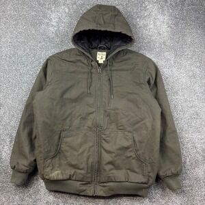 ReadHead Workwear Canvas Jacket Mens Large‎ Green Full Zip Fleece Lined Hooded